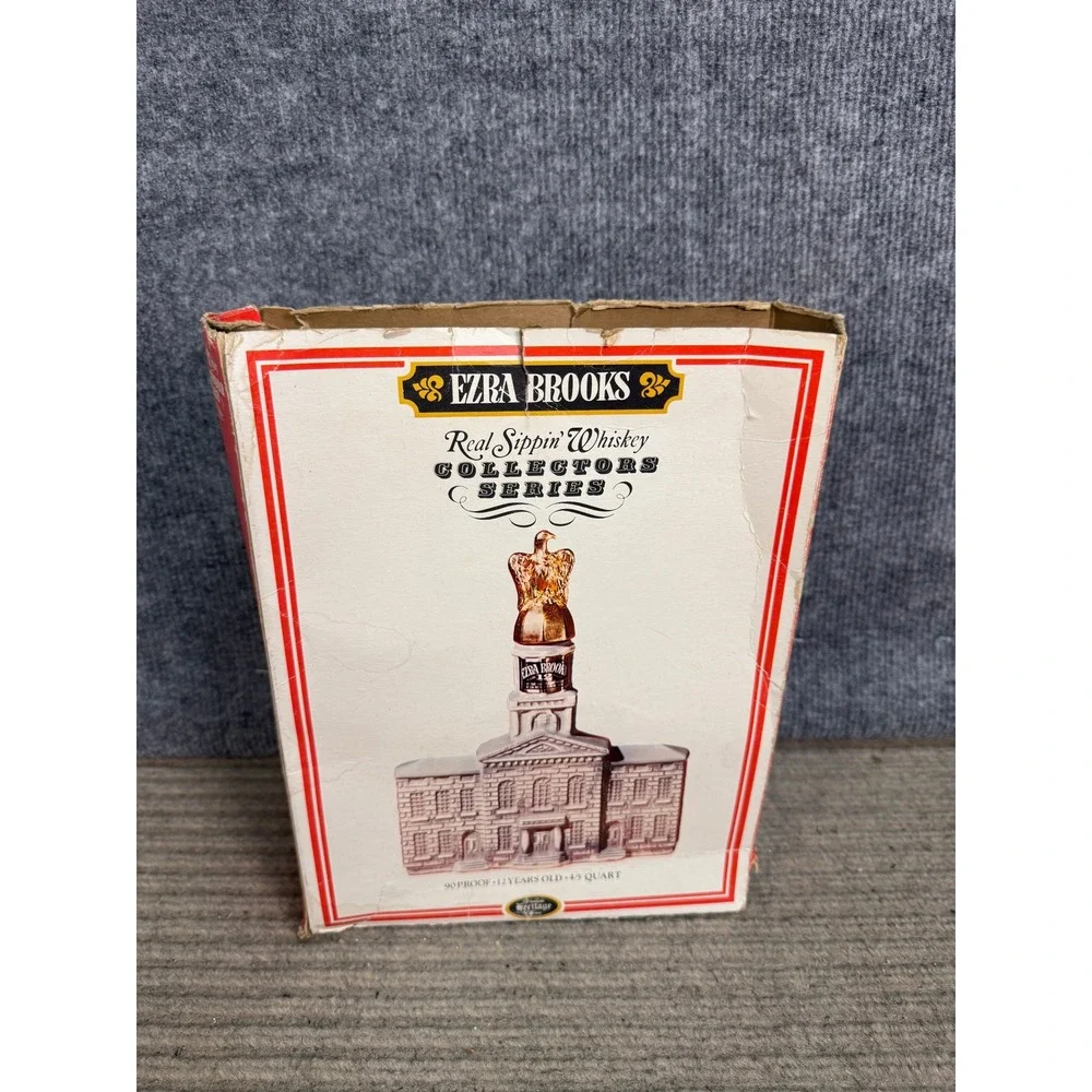Ezra Brooks Whiskey Decanter NH State House Sesquicentennial Heritage China Box